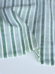 Load image into Gallery viewer, Green &amp; White Vertical Stripe Handwoven Cotton &amp; Khadi