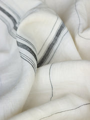 Load image into Gallery viewer, Black Vertical Stripe on Ivory Handwoven Linen