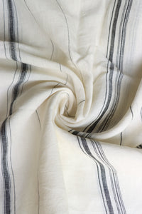 Black Vertical Stripe on Ivory Handwoven Linen