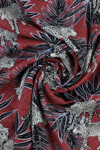 On The Prowl (Red) Rayon Challis