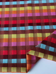 Load image into Gallery viewer, Cayenne/Red/Blue/Citrus Gingham Jacquard Activewear | Designer Deadstock
