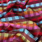 Load image into Gallery viewer, Cayenne/Red/Blue/Citrus Gingham Jacquard Activewear | Designer Deadstock
