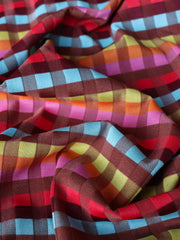 Load image into Gallery viewer, Cayenne/Red/Blue/Citrus Gingham Jacquard Activewear | Designer Deadstock