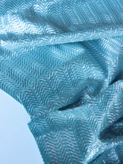 Load image into Gallery viewer, Blue Foil Pucker Wave Jacquard Activewear | Designer Deadstock