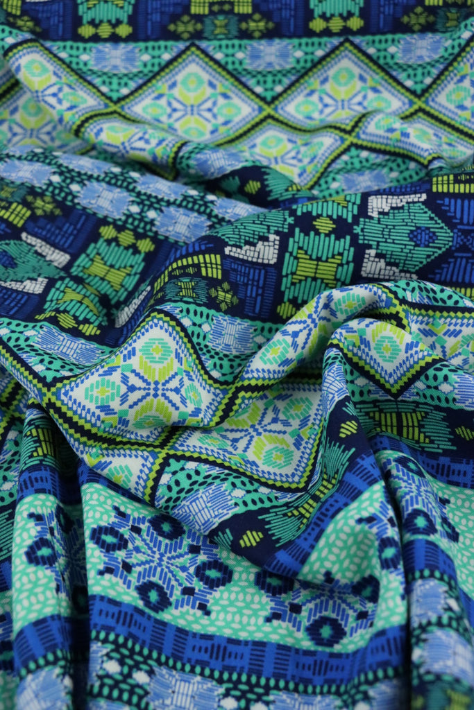 Summer In Sweden (Blue) Rayon Challis | Surge Fabric Shop