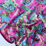 Load image into Gallery viewer, Vibrant Paisley on Shimmering Magenta Textured Activewear | Designer Deadstock
