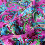Load image into Gallery viewer, Vibrant Paisley on Shimmering Magenta Textured Activewear | Designer Deadstock
