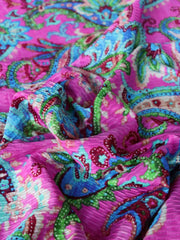 Load image into Gallery viewer, Vibrant Paisley on Shimmering Magenta Textured Activewear | Designer Deadstock