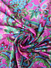 Load image into Gallery viewer, Vibrant Paisley on Shimmering Magenta Textured Activewear | Designer Deadstock