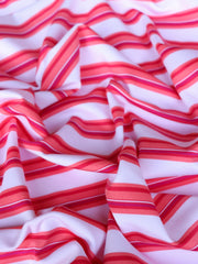 Load image into Gallery viewer, White/Strawberry Stripe Activewear Jersey | Designer Deadstock