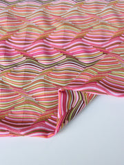 Load image into Gallery viewer, Pink &amp; Green Wave Jacquard Activewear Knit | Designer Deadstock