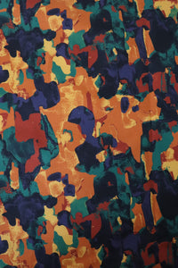 Orange/Teal/Navy Abstract 10oz Cotton Canvas | Designer Deadstock