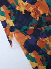 Load image into Gallery viewer, Orange/Teal/Navy Abstract 10oz Cotton Canvas | Designer Deadstock