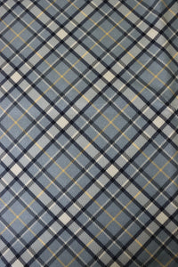 Slate/Navy/Yellow Bias Plaid 10oz Cotton Canvas | Designer Deadstock