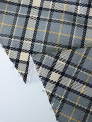 Load image into Gallery viewer, Slate/Navy/Yellow Bias Plaid 10oz Cotton Canvas | Designer Deadstock