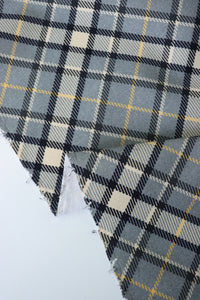 Slate/Navy/Yellow Bias Plaid 10oz Cotton Canvas | Designer Deadstock