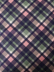 Load image into Gallery viewer, Navy/Olive/Pink Bias Plaid 10oz Cotton Canvas | Designer Deadstock