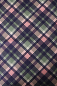 Navy/Olive/Pink Bias Plaid 10oz Cotton Canvas | Designer Deadstock