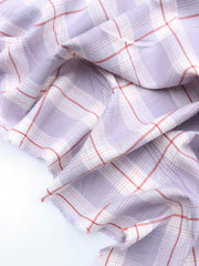 Load image into Gallery viewer, Ivory/Ash Violet/Brick Plaid Cotton Shirting | Designer Deadstock