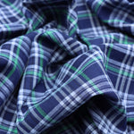 Load image into Gallery viewer, Navy/Green/White Plaid Cotton Shirting | Designer Deadstock

