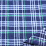 Load image into Gallery viewer, Navy/Green/White Plaid Cotton Shirting | Designer Deadstock
