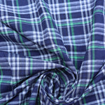 Load image into Gallery viewer, Navy/Green/White Plaid Cotton Shirting | Designer Deadstock
