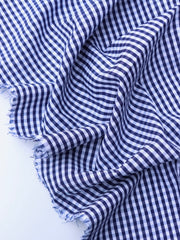 Load image into Gallery viewer, Navy Mini Gingham Cotton Shirting | Designer Deadstock (Copy)