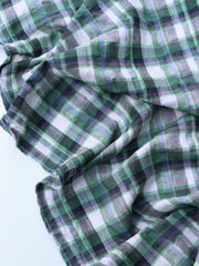 Load image into Gallery viewer, Grass Green/Ivory/Graphite Plaid Textured Cotton Blend | Designer Deadstock