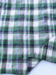 Load image into Gallery viewer, Grass Green/Ivory/Graphite Plaid Textured Cotton Blend | Designer Deadstock