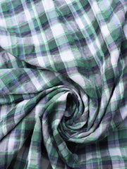 Load image into Gallery viewer, Grass Green/Ivory/Graphite Plaid Textured Cotton Blend | Designer Deadstock