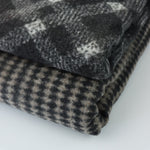 Load image into Gallery viewer, Black &amp; White Diagonal Plaid Faux Wool Fleece Coating
