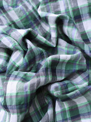 Load image into Gallery viewer, Grass Green/Ivory/Graphite Plaid Textured Cotton Blend | Designer Deadstock