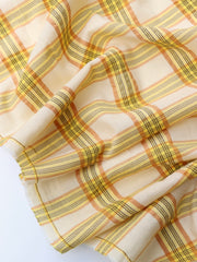 Load image into Gallery viewer, Ivory/Yellow/Pumpkin Plaid Cotton | Designer Deadstock