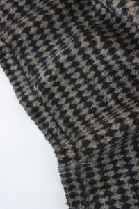 Black & Tan Harlequin Plaid Faux Wool Fleece Coating