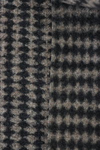 Black & Tan Harlequin Plaid Faux Wool Fleece Coating