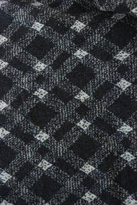 Black & White Diagonal Plaid Faux Wool Fleece Coating