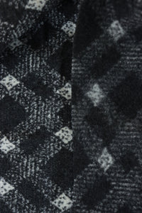 Black & White Diagonal Plaid Faux Wool Fleece Coating