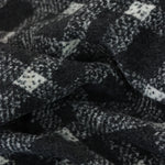 Load image into Gallery viewer, Black &amp; White Diagonal Plaid Faux Wool Fleece Coating
