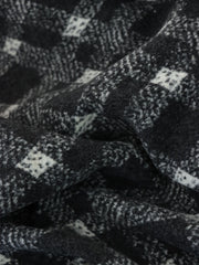 Load image into Gallery viewer, Black &amp; White Diagonal Plaid Faux Wool Fleece Coating