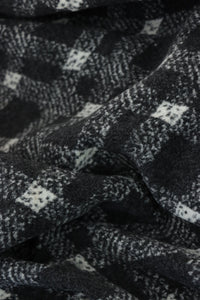 Black & White Diagonal Plaid Faux Wool Fleece Coating