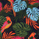 Load image into Gallery viewer, Parrots on Navy Nylon Spandex Tricot | Designer Deadstock

