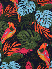 Load image into Gallery viewer, Parrots on Navy Nylon Spandex Tricot | Designer Deadstock
