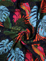 Load image into Gallery viewer, Parrots on Navy Nylon Spandex Tricot | Designer Deadstock
