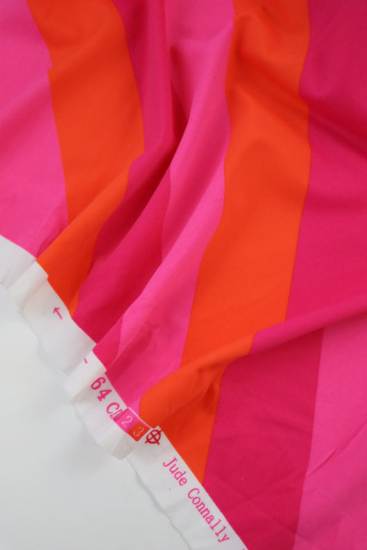 Orange/Hot Pink/Dark Pink Diagonal Stripe Nylon Spandex Tricot | Designer Deadstock