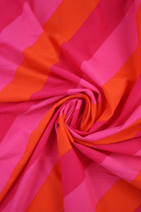 Orange/Hot Pink/Dark Pink Diagonal Stripe Nylon Spandex Tricot | Designer Deadstock