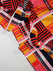 Load image into Gallery viewer, Mango/Pink/Red Plaid Nylon Spandex Tricot | Designer Deadstock
