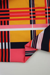 Mango/Pink/Red Plaid Nylon Spandex Tricot | Designer Deadstock