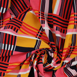 Load image into Gallery viewer, Mango/Pink/Red Plaid Nylon Spandex Tricot | Designer Deadstock
