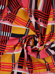 Load image into Gallery viewer, Mango/Pink/Red Plaid Nylon Spandex Tricot | Designer Deadstock
