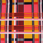 Load image into Gallery viewer, 1YD PRECUT; Mango/Pink/Red Plaid Nylon Spandex Tricot | Designer Deadstock
